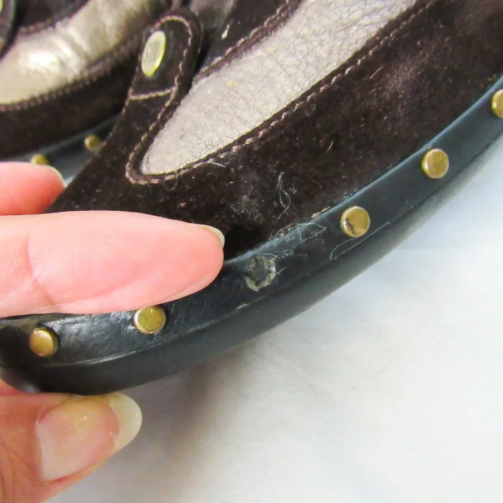 STUART WEITZMAN Metallic Suede Leather Sneakers Brown Suede Studded~MSRP $375 - Picture 8 of 15